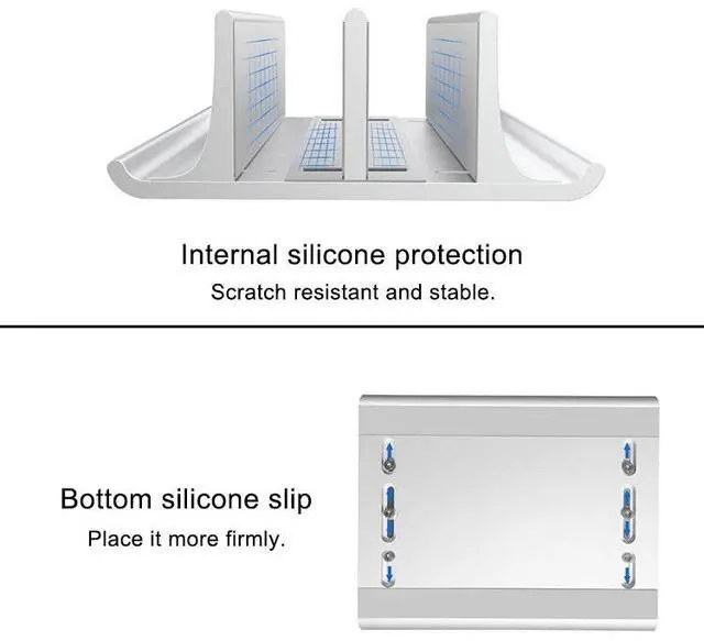 Alt view image 4 of 6 - Universal Portable Aluminum Alloy Double Slot Width Adjustable Laptop Vertical Storage Stand Base(Black)