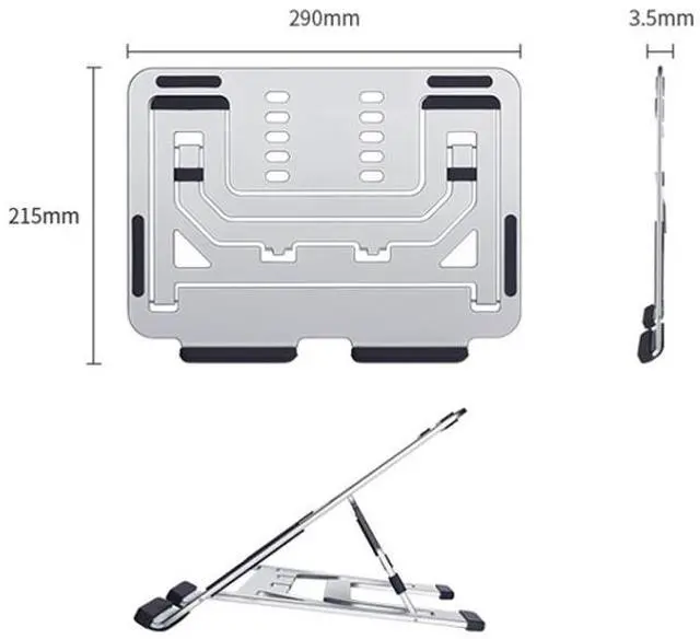 Alt view image 2 of 7 - LH-T610 Aluminum Alloy Laptop Bracket Folding Lifting Desktop Cooling Bracket(Elegant Silver)