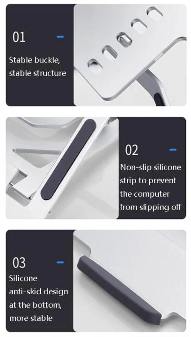 Alt view image 5 of 7 - LH-T610 Aluminum Alloy Laptop Bracket Folding Lifting Desktop Cooling Bracket(Elegant Silver)