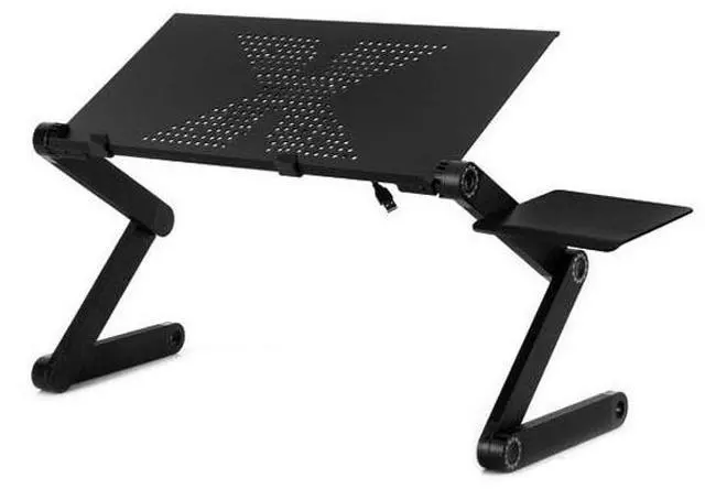 Alt view image 2 of 7 - Portable 360 Degree Adjustable Foldable Aluminium Alloy Desk Stand with Mouse Pad for Laptop / Notebook, without CPU Fans(Magenta)