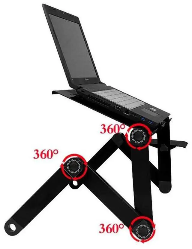 Alt view image 3 of 7 - Portable 360 Degree Adjustable Foldable Aluminium Alloy Desk Stand with Mouse Pad for Laptop / Notebook, without CPU Fans(Magenta)