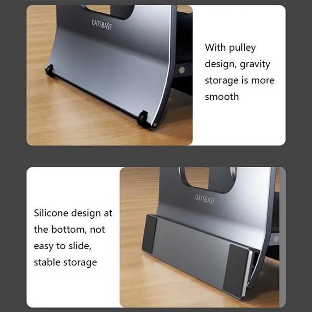 Alt view image 7 of 7 - Oatsbasf 03880 H-type Alloy Laptop Gravity Automatic Storage Rack(Grey)