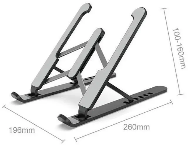 Alt view image 2 of 7 - Laptop Stand Desktop Raise Bracket Cooling Base Lifting Holder Foldable (Black)
