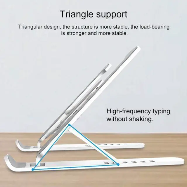 Alt view image 3 of 7 - Laptop Stand Desktop Raise Bracket Cooling Base Lifting Holder Foldable (Black)