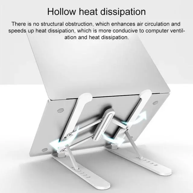 Alt view image 4 of 7 - Laptop Stand Desktop Raise Bracket Cooling Base Lifting Holder Foldable (Black)