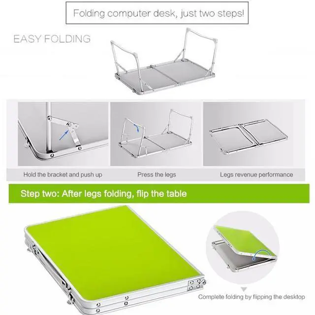 Alt view image 3 of 7 - Plastic Mat Adjustable Portable Laptop Table Folding Stand Computer Reading Desk Bed Tray (Green)