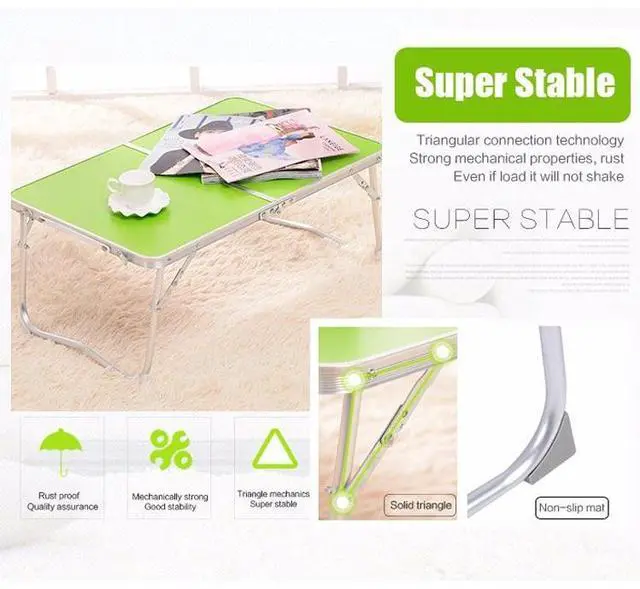 Alt view image 7 of 7 - Plastic Mat Adjustable Portable Laptop Table Folding Stand Computer Reading Desk Bed Tray (Green)