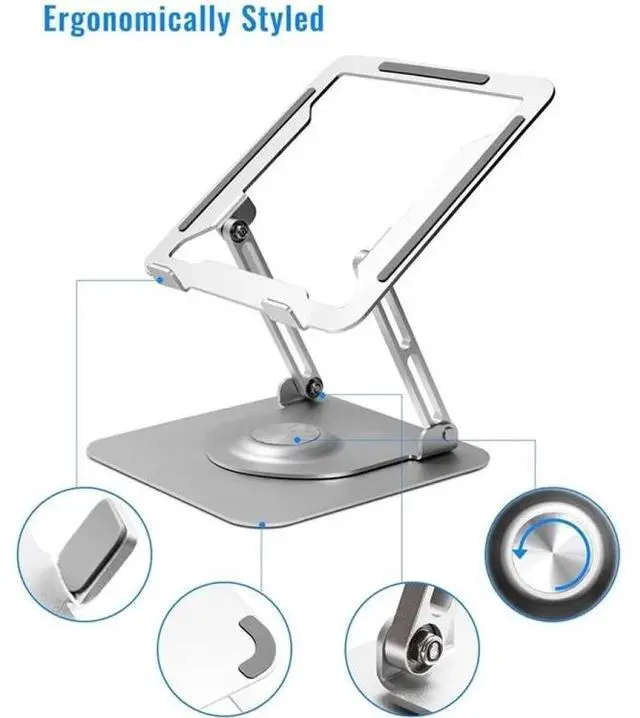 Alt view image 5 of 6 - D147 Foldable 360 Degree Rotating Laptop Lifting Bracket Aluminum Alloy Notebook Desktop Stand(Silver)
