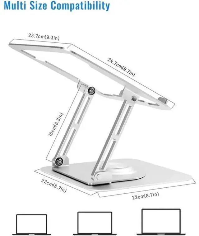 Alt view image 4 of 6 - D147 Foldable 360 Degree Rotating Laptop Lifting Bracket Aluminum Alloy Notebook Desktop Stand(Silver)