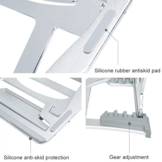 Alt view image 4 of 7 - Aluminum Alloy Cooling Holder Desktop Portable Simple Laptop Bracket, Six-stage Support, Size: 21x26cm (Silver)