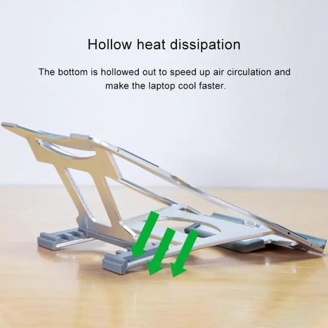 Alt view image 6 of 7 - Aluminum Alloy Cooling Holder Desktop Portable Simple Laptop Bracket, Six-stage Support, Size: 21x26cm (Silver)