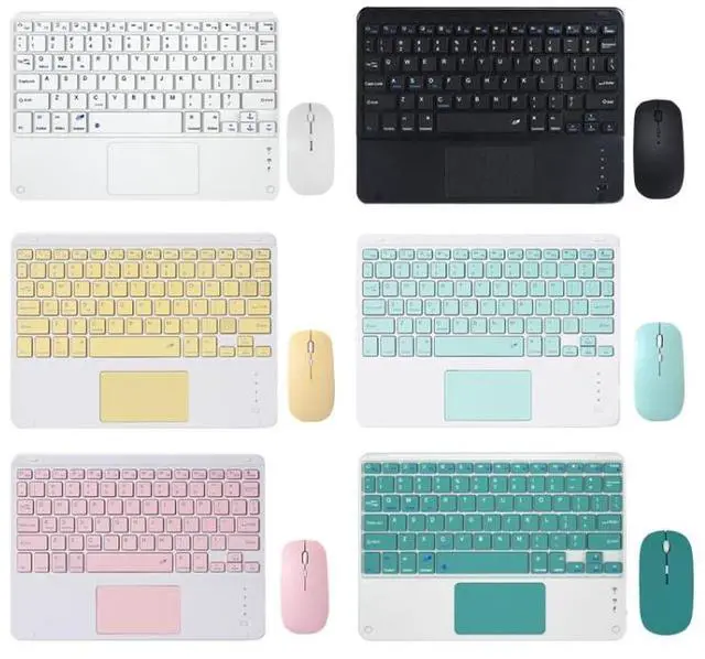 Alt view image 2 of 7 - 871 9.7 Inch Portable Tablet Bluetooth Keyboard With Touchpad + Mouse Set for iPad(Pink + Mouse) (Yellow + Mouse)