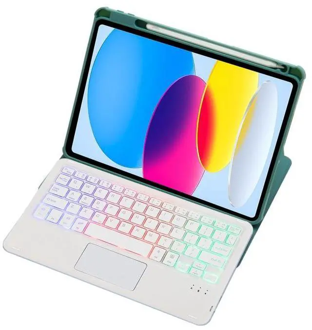Main image of F10B-AS 360 Rotation Acrylic Transparent Bluetooth Keyboard Leather Case With Touch Control / Backlight F10B-AS (Green)
