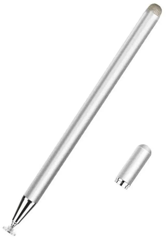 Main image of JD02 Universal Magnetic Pen Cap Pan Head + Fiber Cloth 2 in 1 Stylus Pen for Smart Tablets and Mobile Phones (Silver)