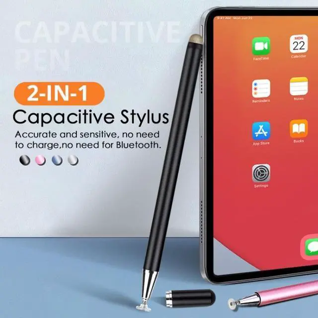 Alt view image 2 of 7 - JD02 Universal Magnetic Pen Cap Pan Head + Fiber Cloth 2 in 1 Stylus Pen for Smart Tablets and Mobile Phones (Silver)