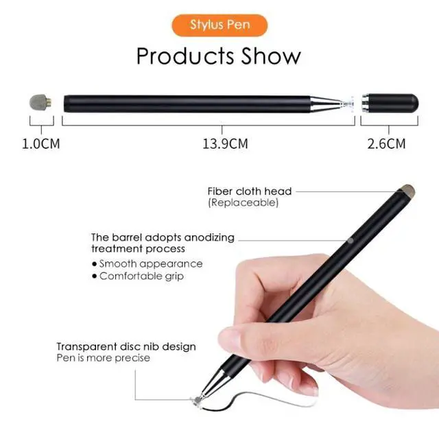 Alt view image 4 of 7 - JD02 Universal Magnetic Pen Cap Pan Head + Fiber Cloth 2 in 1 Stylus Pen for Smart Tablets and Mobile Phones (Silver)