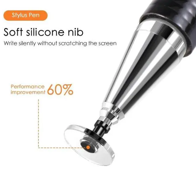 Alt view image 5 of 7 - 361 2 in 1 Universal Silicone Disc Nib Stylus Pen with Mobile Phone Writing Pen & Magnetic Cap (White)