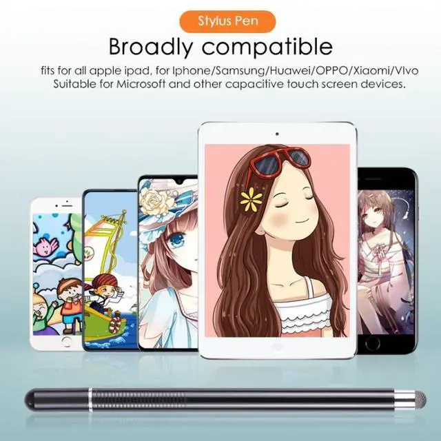 Alt view image 7 of 7 - 361 2 in 1 Universal Silicone Disc Nib Stylus Pen with Mobile Phone Writing Pen & Magnetic Cap (White)