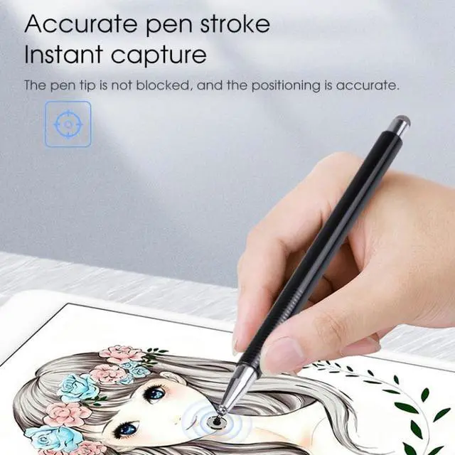 Alt view image 6 of 7 - 361 2 in 1 Universal Silicone Disc Nib Stylus Pen with Mobile Phone Writing Pen & Magnetic Cap (White)