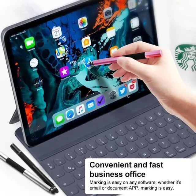 Alt view image 7 of 7 - Suction Cup Dual Touch 2-in-1 Metal Capacitive Stylus Pen (Black)