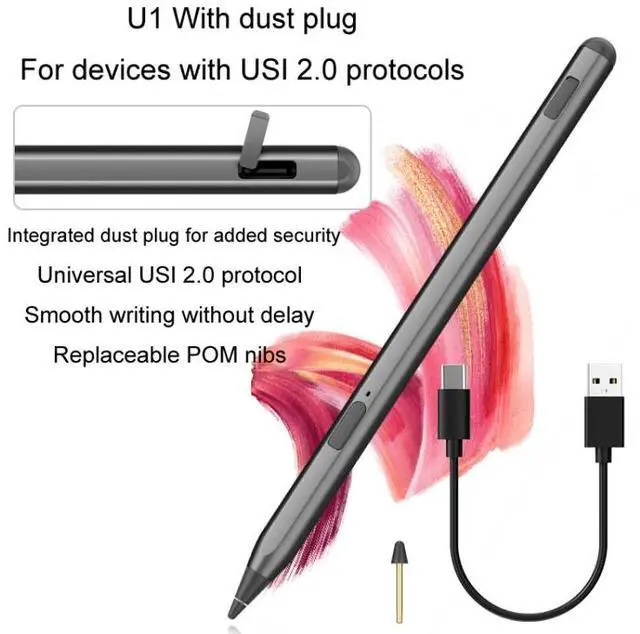 Alt view image 4 of 7 - Tablet Stylus Pen USI2.0 Protocol Pen Stylus Anti False Touch (Black)