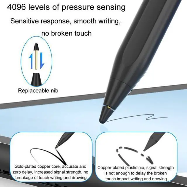 Alt view image 7 of 7 - Tablet Stylus Pen USI2.0 Protocol Pen Stylus Anti False Touch (Black)