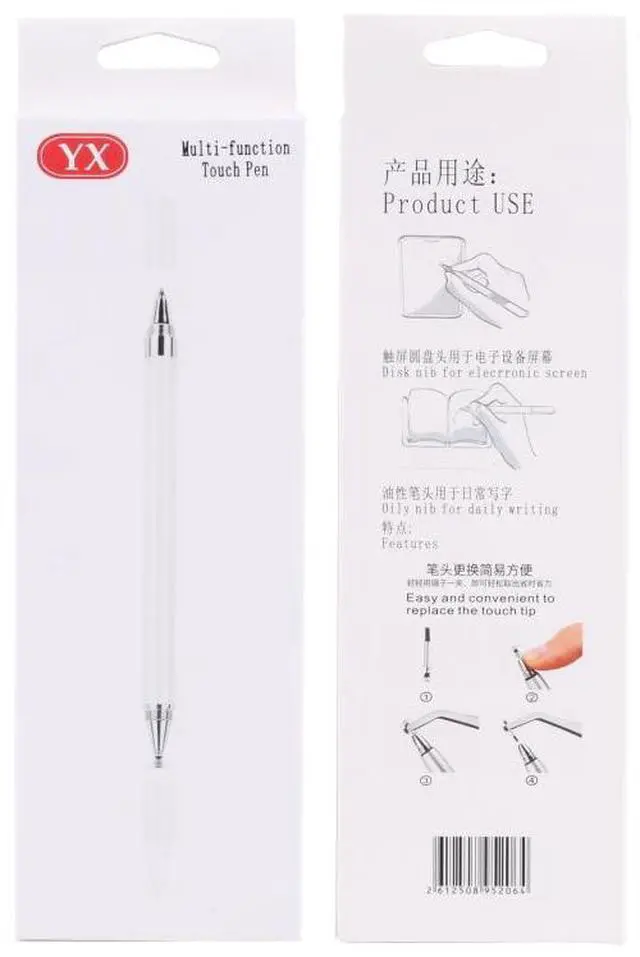 Alt view image 4 of 7 - Pt360 2 in 1 Universal Silicone Disc Nib Stylus Pen with Common Writing Pen Function (White)
