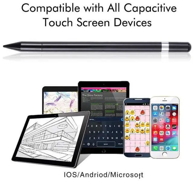 Alt view image 7 of 7 - Pt360 2 in 1 Universal Silicone Disc Nib Stylus Pen with Common Writing Pen Function (White)