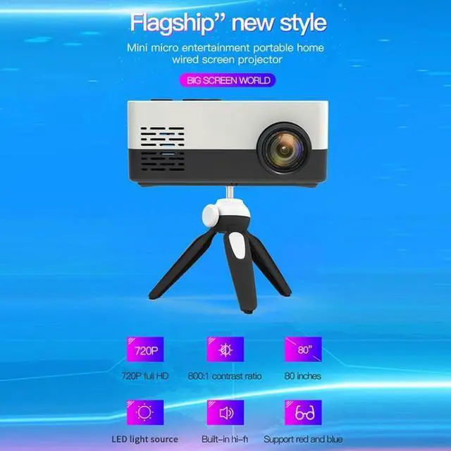 Alt view image 4 of 7 - J15 1920 x 1080P HD Household Mini LED Projector with Tripod Mount Support AV / HDMI x 1 / USB x1 / TF x 1, Plug Type:US Plug US Plug (Yellow White)