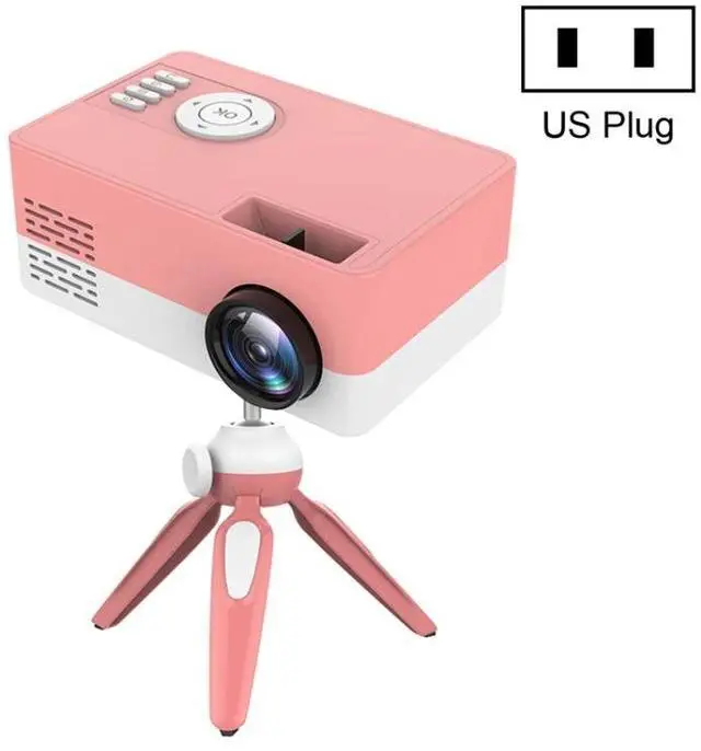 Main image of J15 1920 x 1080P HD Household Mini LED Projector with Tripod Mount Support AV / HDMI x 1 / USB x1 / TF x 1, Plug Type:US Plug US Plug (Pink White)
