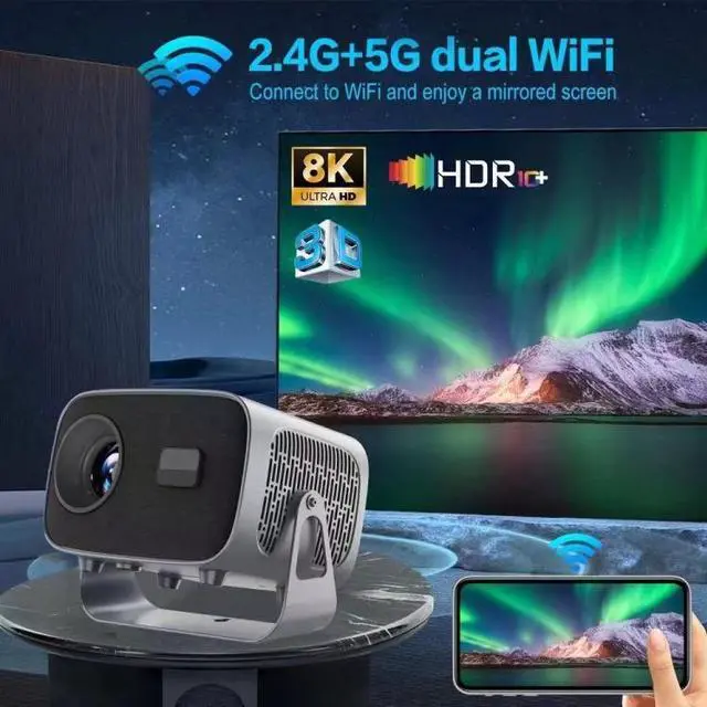 Alt view image 7 of 7 - A10 4K Smart Android Portable Projector AU Plug