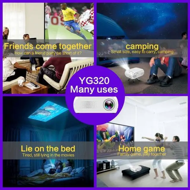 Alt view image 4 of 7 - YG320 320*240 Mini LED Projector Home Theater, Support HDMI & AV & SD & USB (Silver)