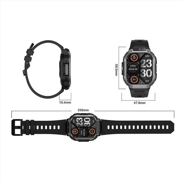 Alt view image 4 of 7 - LEMFO DM63 2.13 inch AMOLED Square Screen Smart Watch Android 8.1 2GB+16GB (Black)