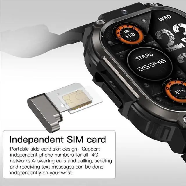 Alt view image 5 of 7 - LEMFO DM63 2.13 inch AMOLED Square Screen Smart Watch Android 8.1 2GB+16GB (Black)