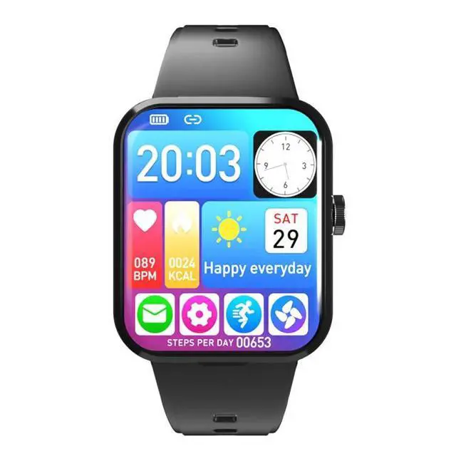 Alt view image 2 of 7 - S6 TWS Earphone 1.91 inch Smart Bracelet Support Bluetooth Call / Health Monitoring (Black)