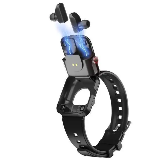 Alt view image 3 of 7 - S6 TWS Earphone 1.91 inch Smart Bracelet Support Bluetooth Call / Health Monitoring (Black)