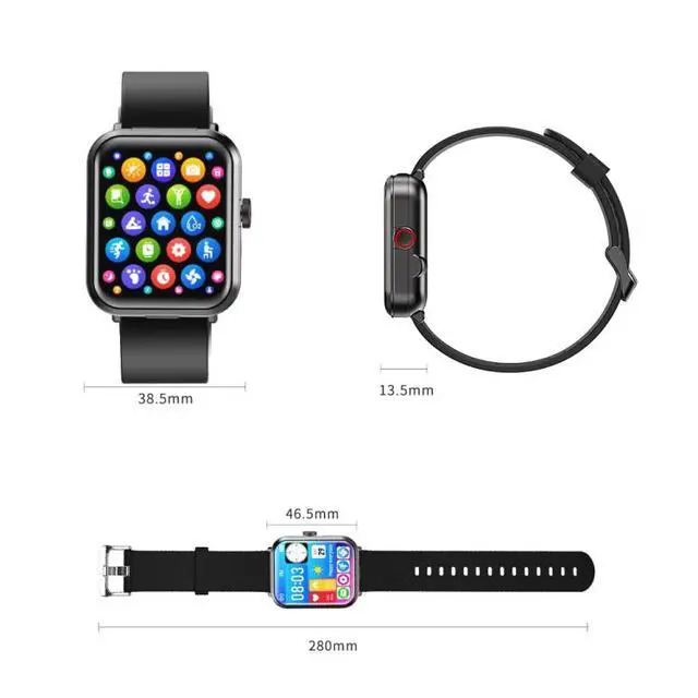 Alt view image 4 of 7 - S6 TWS Earphone 1.91 inch Smart Bracelet Support Bluetooth Call / Health Monitoring (Black)