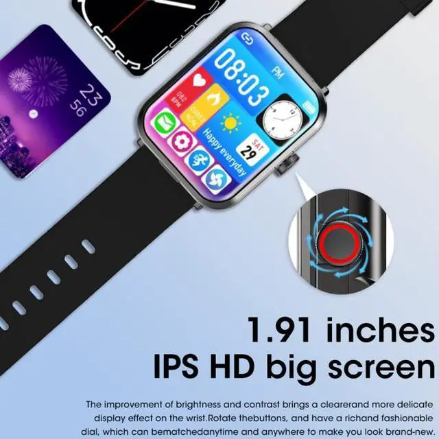 Alt view image 6 of 7 - S6 TWS Earphone 1.91 inch Smart Bracelet Support Bluetooth Call / Health Monitoring (Black)