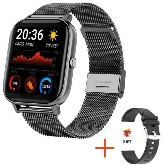 Main image of H10 1.69 inch Screen Bluetooth Call Smart Watch, Support Heart Rate/Blood Pressure/Sleep Monitoring, Color: Black Net+Silicone Black Net+Silicone