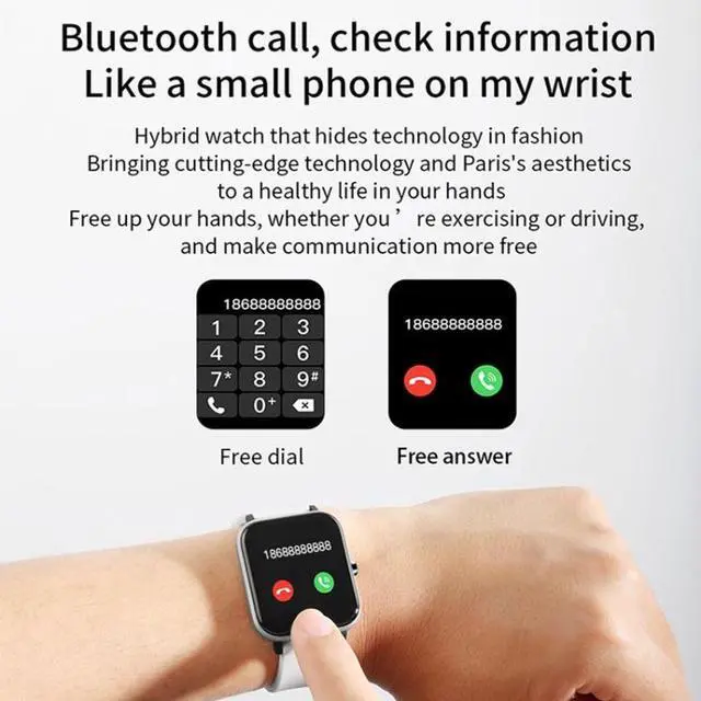 Alt view image 4 of 7 - H10 1.69 inch Screen Bluetooth Call Smart Watch, Support Heart Rate/Blood Pressure/Sleep Monitoring, Color: Black Net+Silicone Black Net+Silicone