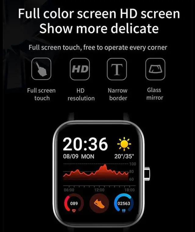 Alt view image 7 of 7 - H10 1.69 inch Screen Bluetooth Call Smart Watch, Support Heart Rate/Blood Pressure/Sleep Monitoring, Color: Black Net+Silicone Black Net+Silicone