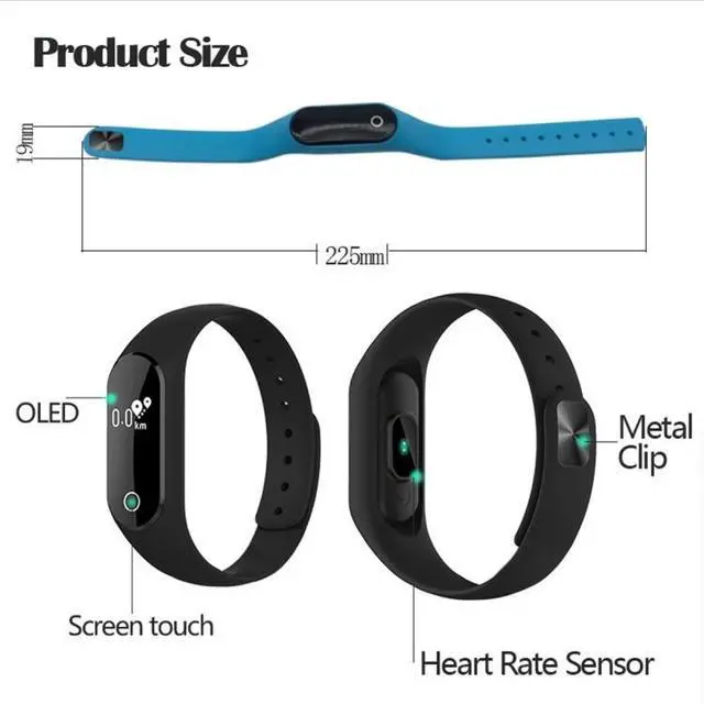 Alt view image 2 of 7 - TLW25 0.42 inch OLED Display Bluetooth Smart Bracelet, IP66 Waterproof, Support Heart Rate Monitor / Pedometer / Calls Remind / Sleep Monitor / Sedentary Reminder / Alarm / Remote Capture, C