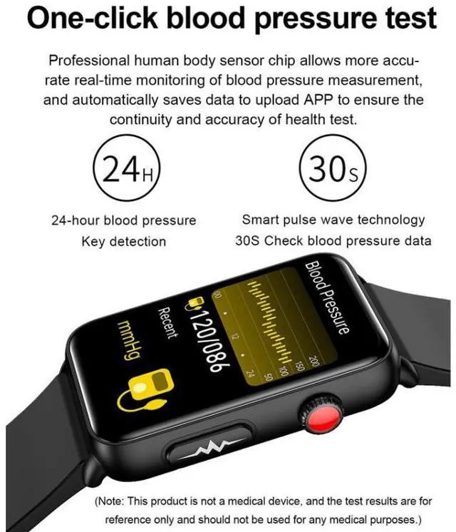 Alt view image 4 of 7 - Smart Watch Ring ECG Temperature Heart Rate Blood Pressure Health Bluetooth Talking Watch Black Silicone