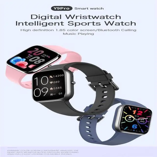 Alt view image 2 of 7 - Y9 Pro 1.85 inch Color Screen Smart Watch,Support Heart Rate Monitoring / Blood Pressure Monitoring (Black)