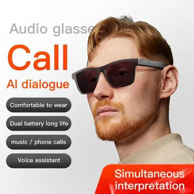 Alt view image 2 of 7 - E10 Pro Smart Audio Bluetooth Glasses, Style: AI Translation AI Translation (Black)