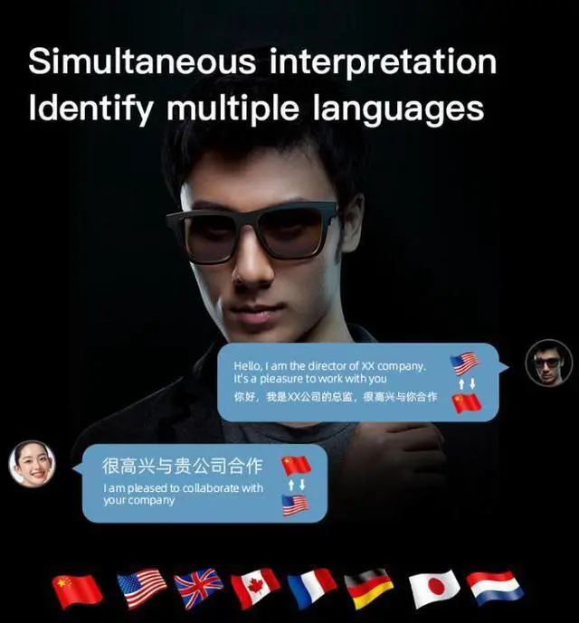 Alt view image 5 of 7 - E10 Pro Smart Audio Bluetooth Glasses, Style: AI Translation AI Translation (Black)