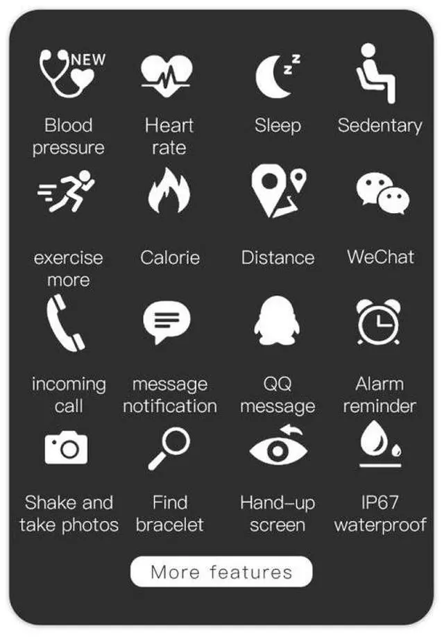 Alt view image 4 of 7 - KY108 1.3 inches 240x240 Resolution Smart Bracelet IP67 Waterproof, Support Call Reminder /Heart Rate Monitoring /Sleep Monitoring /Blood Pressure Monitoring /Blood Oxygen Monitoring (Red)