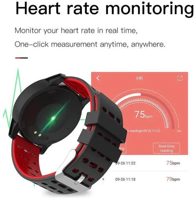 Alt view image 6 of 7 - KY108 1.3 inches 240x240 Resolution Smart Bracelet IP67 Waterproof, Support Call Reminder /Heart Rate Monitoring /Sleep Monitoring /Blood Pressure Monitoring /Blood Oxygen Monitoring (Red)