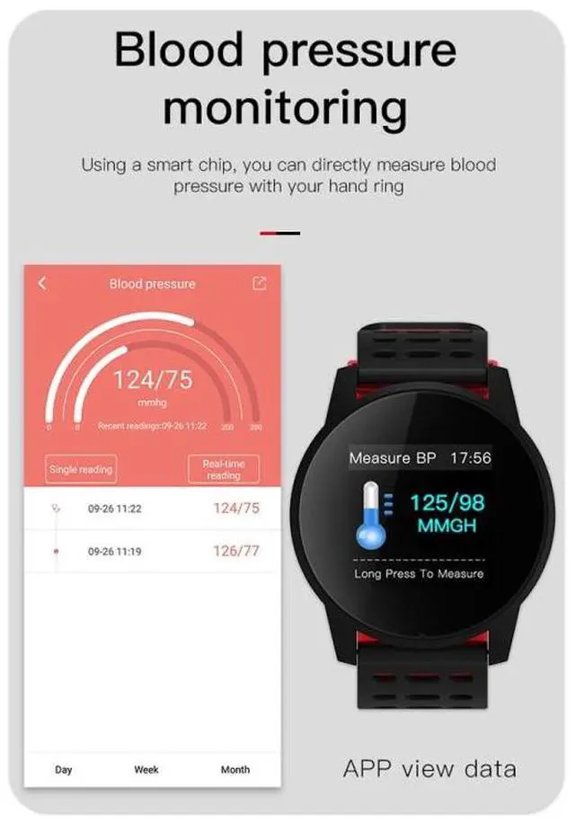 Alt view image 7 of 7 - KY108 1.3 inches 240x240 Resolution Smart Bracelet IP67 Waterproof, Support Call Reminder /Heart Rate Monitoring /Sleep Monitoring /Blood Pressure Monitoring /Blood Oxygen Monitoring (Red)