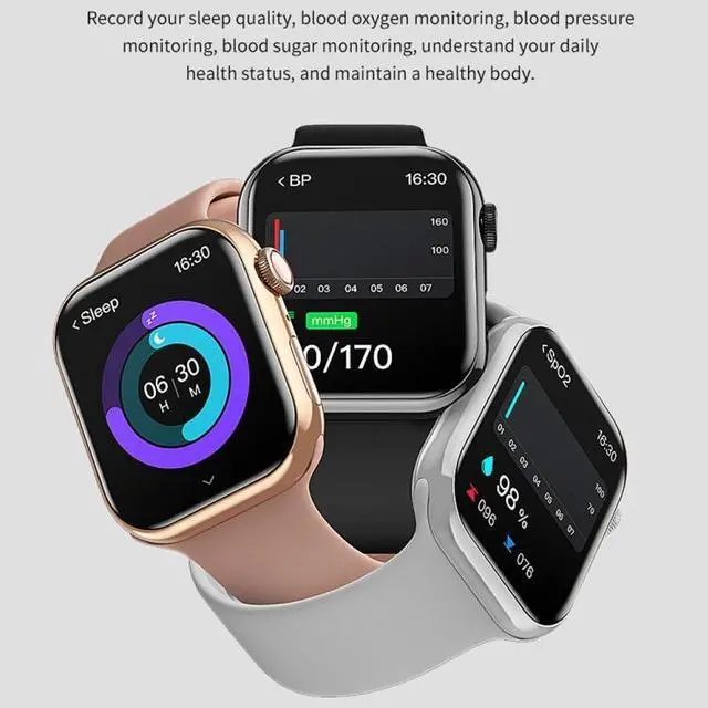 Alt view image 2 of 7 - IW9 2.05 inch Square Screen Smart Watch Supports Bluetooth Calls/Blood Oxygen Monitoring (Rose Gold)